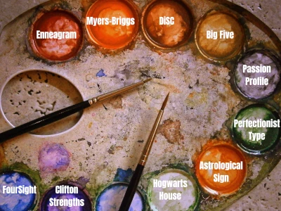 Paint palette with 10 personality system names on the paint colors